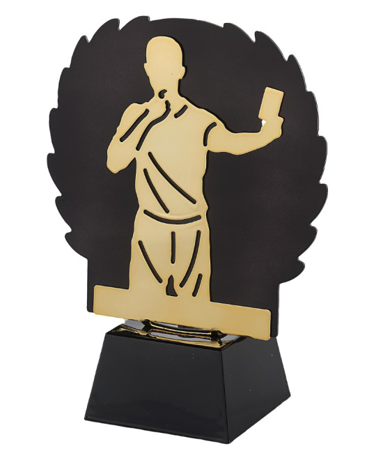 Trophée Arbitre Or & Noir Métal/ABS 19,5 cm | Récompense Sportive