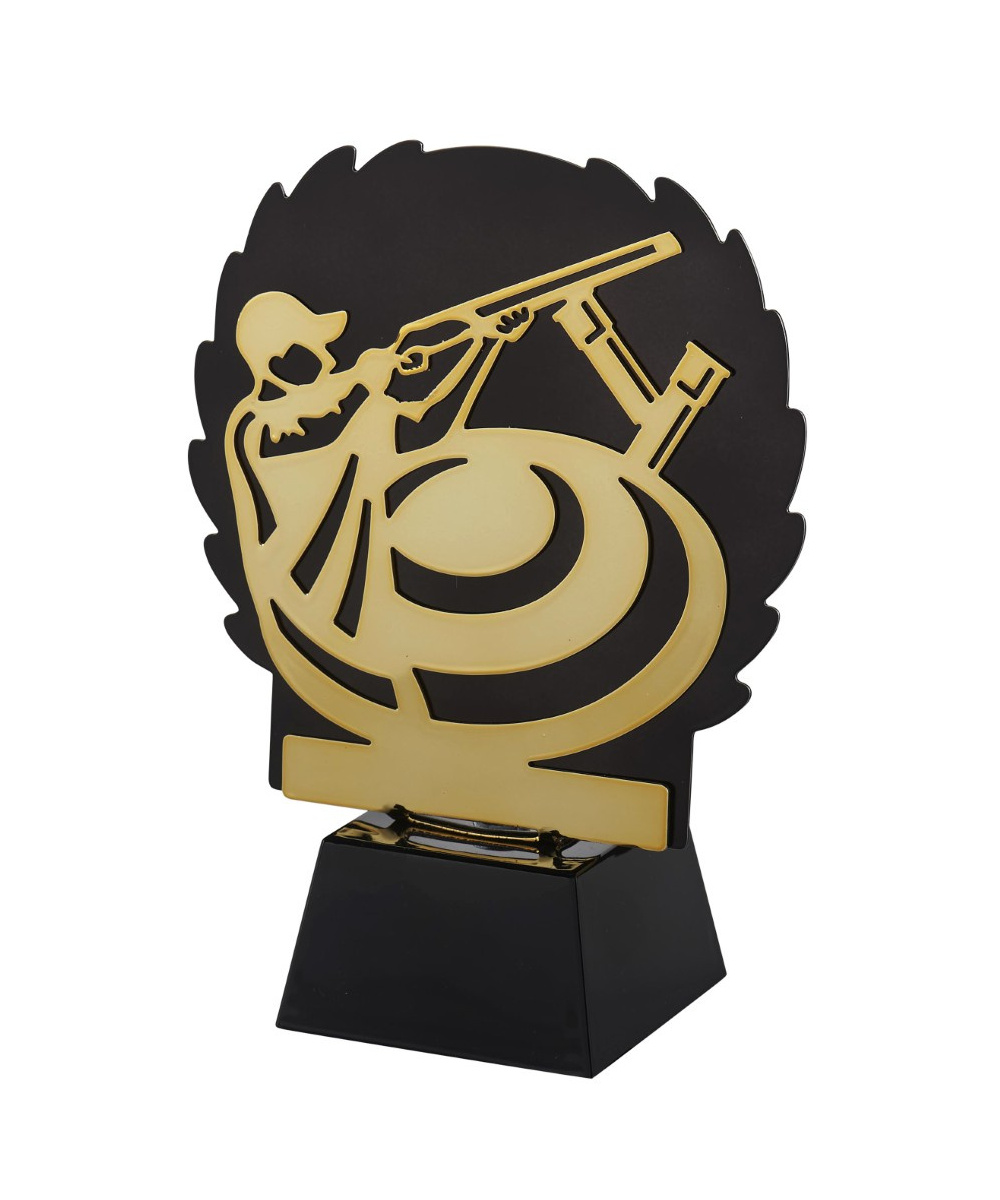 TROPHEE BALL TRAP OR ET NOIR EN METAL ET ABS - 19,5 CM - Promo Trophée
