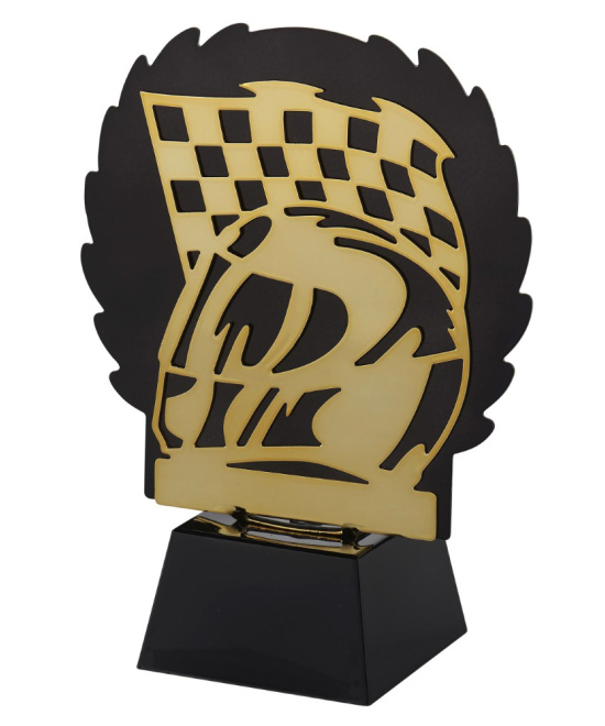 Trophée Sports Mécaniques Or & Noir 19,5 cm | Métal & ABS