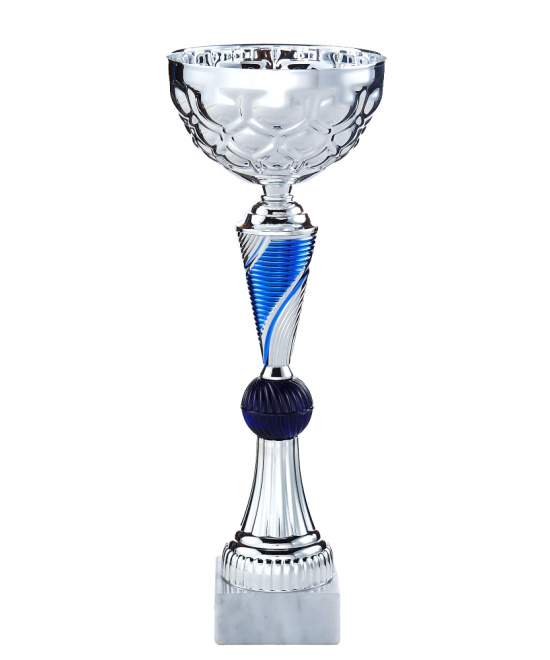 COUPE SPORTIVE - ARGENT ET BLEU - GAMME CLASSIQUE AVEC BOL METAL - REF C613 - PROMO TROPHEE