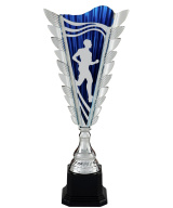 COUPE COURSE A PIED - GAMME ABS ET METAL - ARGENT ET BLEU - SUJET SPORT EN METAL - REF C580 - PROMO TROPHEE