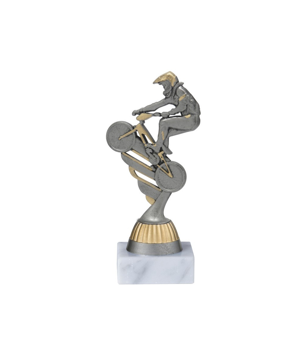 TROPHEE BMX EN ABS AVEC MARBRE BLANC 15 CM - REF ABS64-4 - PROMO TROPHEE