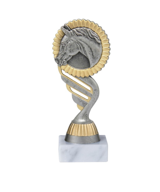 TROPHEE CHEVAL EN ABS AVEC MARBRE BLANC 15 CM - REF ABS64-8 - PROMO TROPHEE
