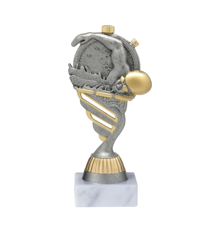 TROPHEE NATATION EN ABS AVEC MARBRE BLANC 15 CM - REF ABS64-18 - PROMO TROPHEE