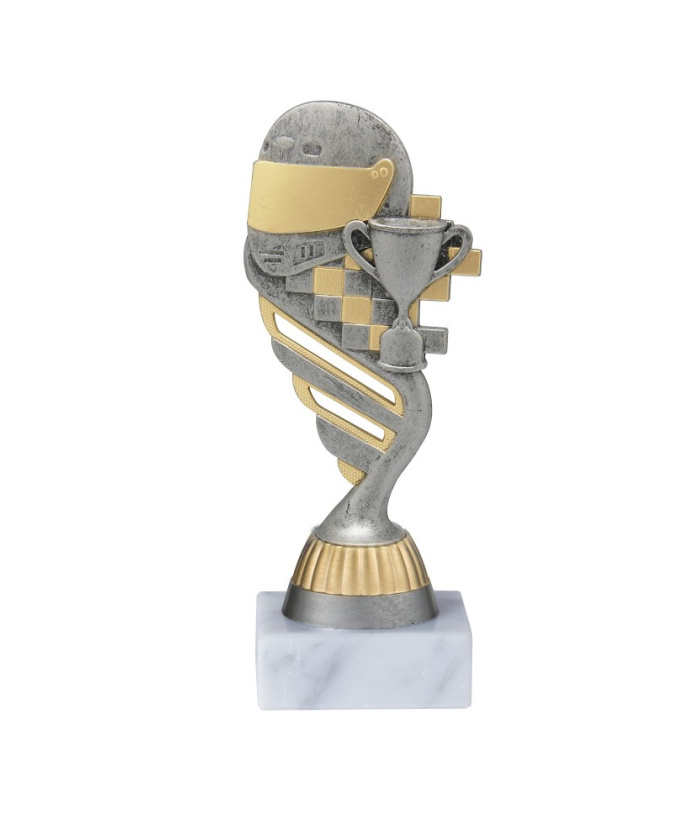 TROPHEE RALLYE EN ABS AVEC MARBRE BLANC 15 CM - REF ABS64-20 - PROMO TROPHEE