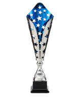 COUPE GAMME LASER ARGENT ET BLEU AVEC ETOILES - Promo Trophée