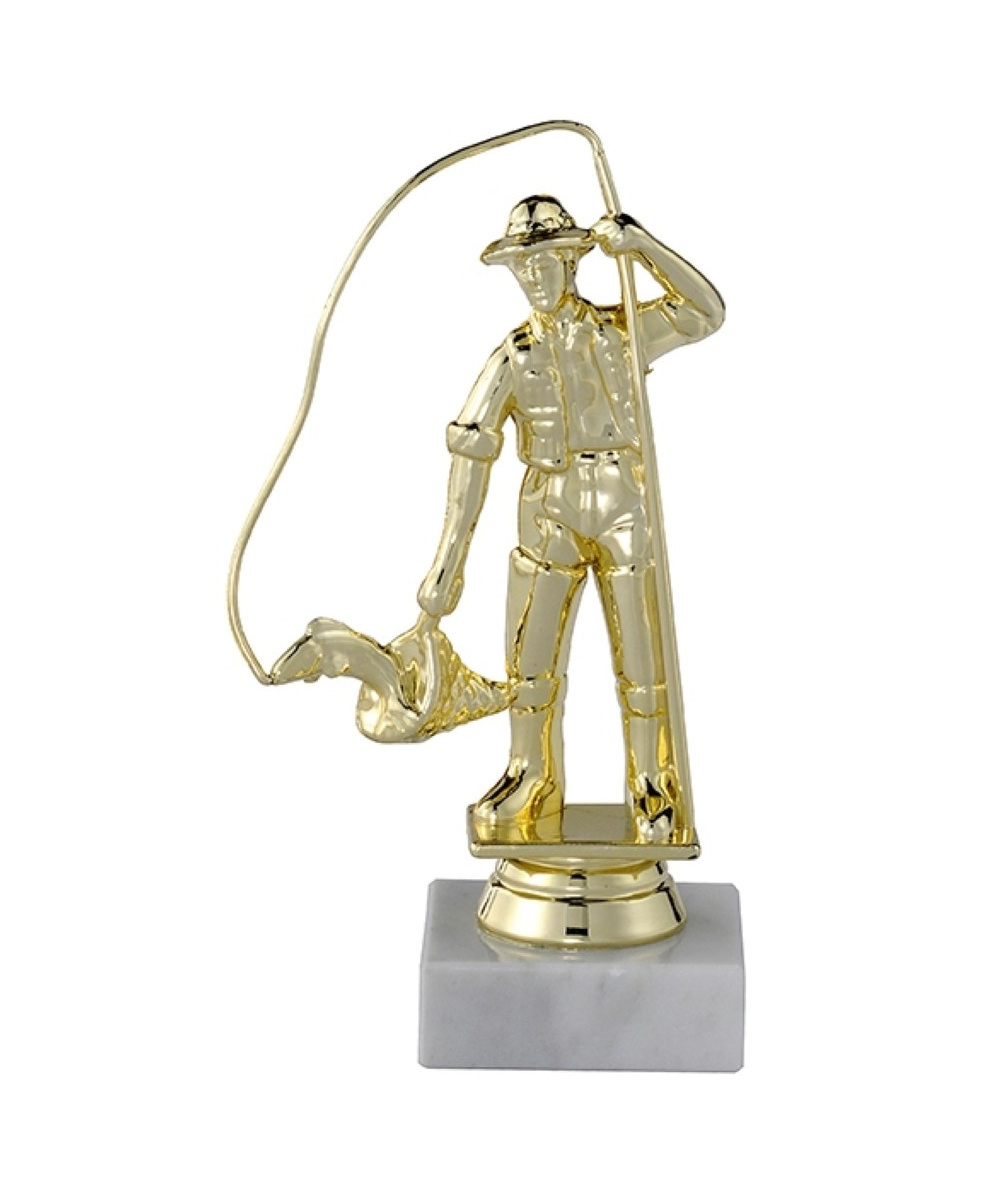 TROPHEE PECHE EN ABS AVEC MARBRE BLANC 16 CM - REF ABS22 - PROMO TROPHEE