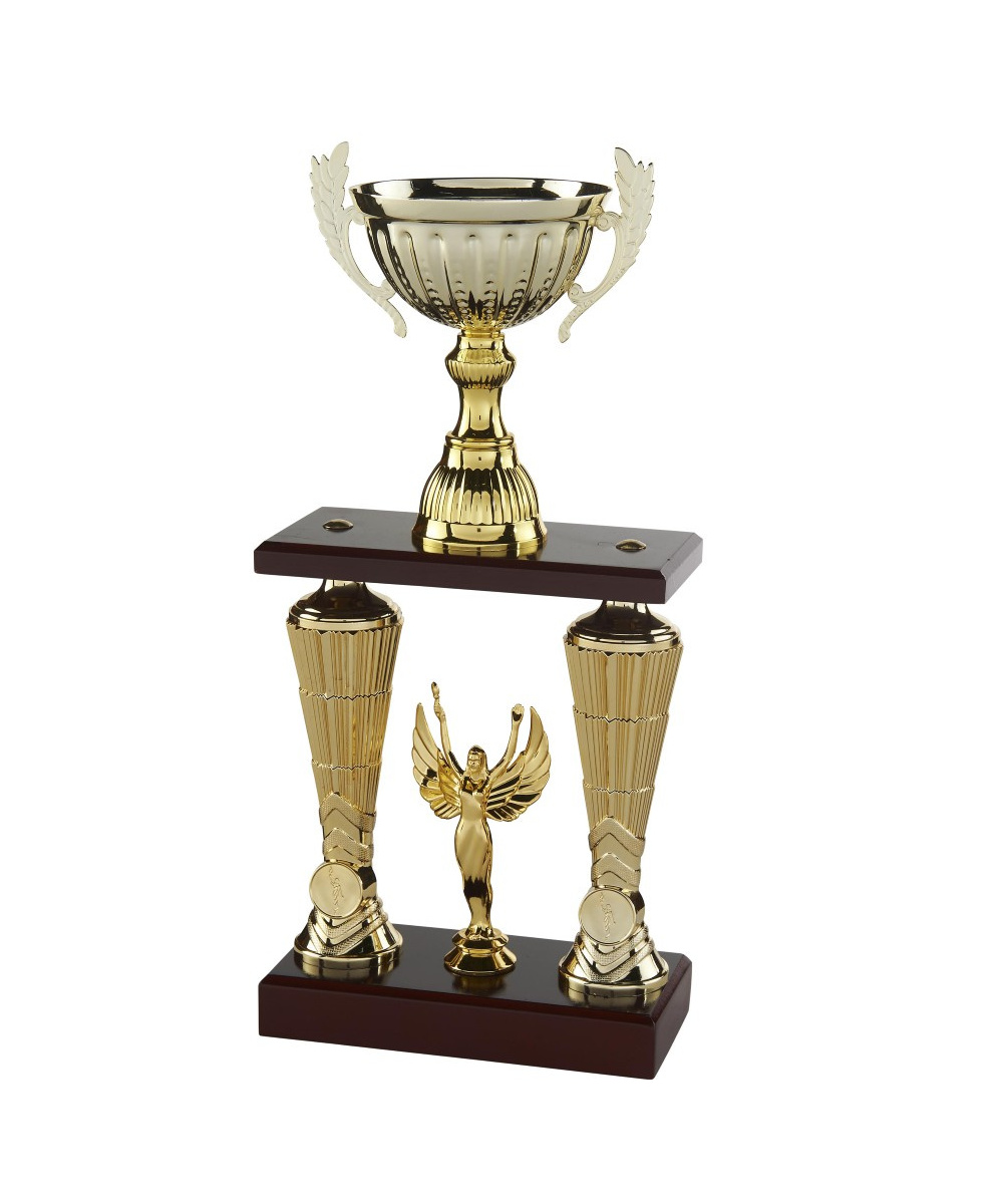 TROPHEE 2 COLONNES VICTOIRE / MULTISPORTS OR ET BOIS - REF TC25 - PROMO TROPHEE