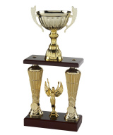 TROPHEE 2 COLONNES VICTOIRE / MULTISPORTS OR ET BOIS - REF TC25 - PROMO TROPHEE