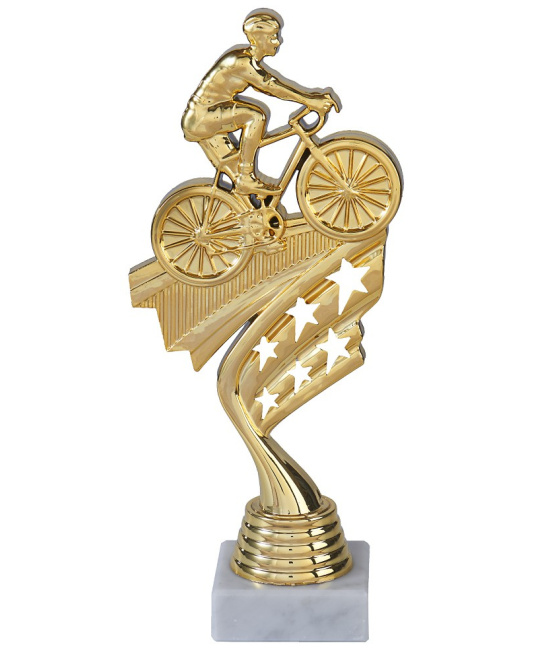 TROPHEE CYCLISME EN ABS AVEC MARBRE BLANC 21,5 CM - Promo Trophée
