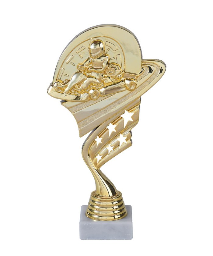 TROPHEE KARTING EN ABS AVEC MARBRE BLANC 21,5 CM - Promo Trophée