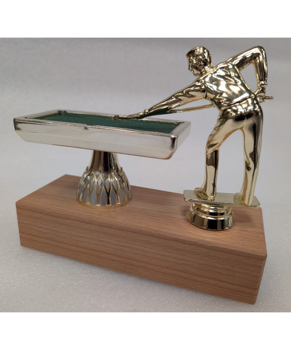 TROPHEE BILLARD EN ABS AVEC BASE EN BOIS DE HETRE - PROMO-TROPHEE 2
