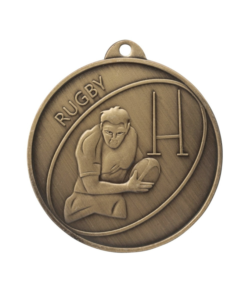 MEDAILLE BRONZE JOUEUR DE RUGBY EN FER Ø 50 MM - Promo Trophée