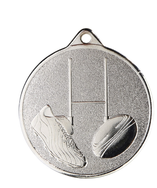 MEDAILLE ARGENT RUGBY EN FER Ø 50 MM - Promo Trophée
