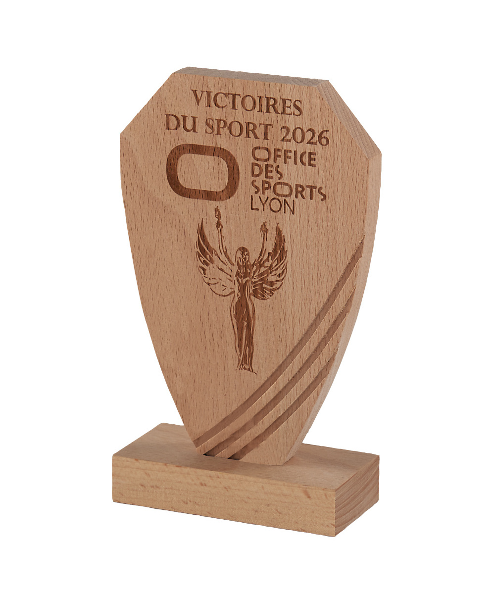 Trophée en Bois de Chêne 20 cm – Gravure Laser Incluse | Personnalisé