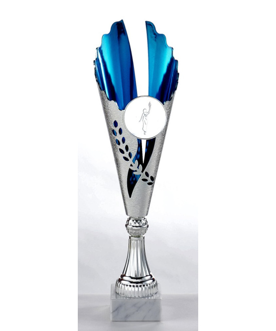 COUPE SPORTIVE LASER ABS Argent & Bleu | Trophée Sportif Durable