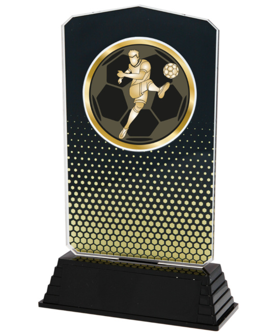 Trophée Football Acrylique Or & Noir 18,5 cm | Récompense Sportive