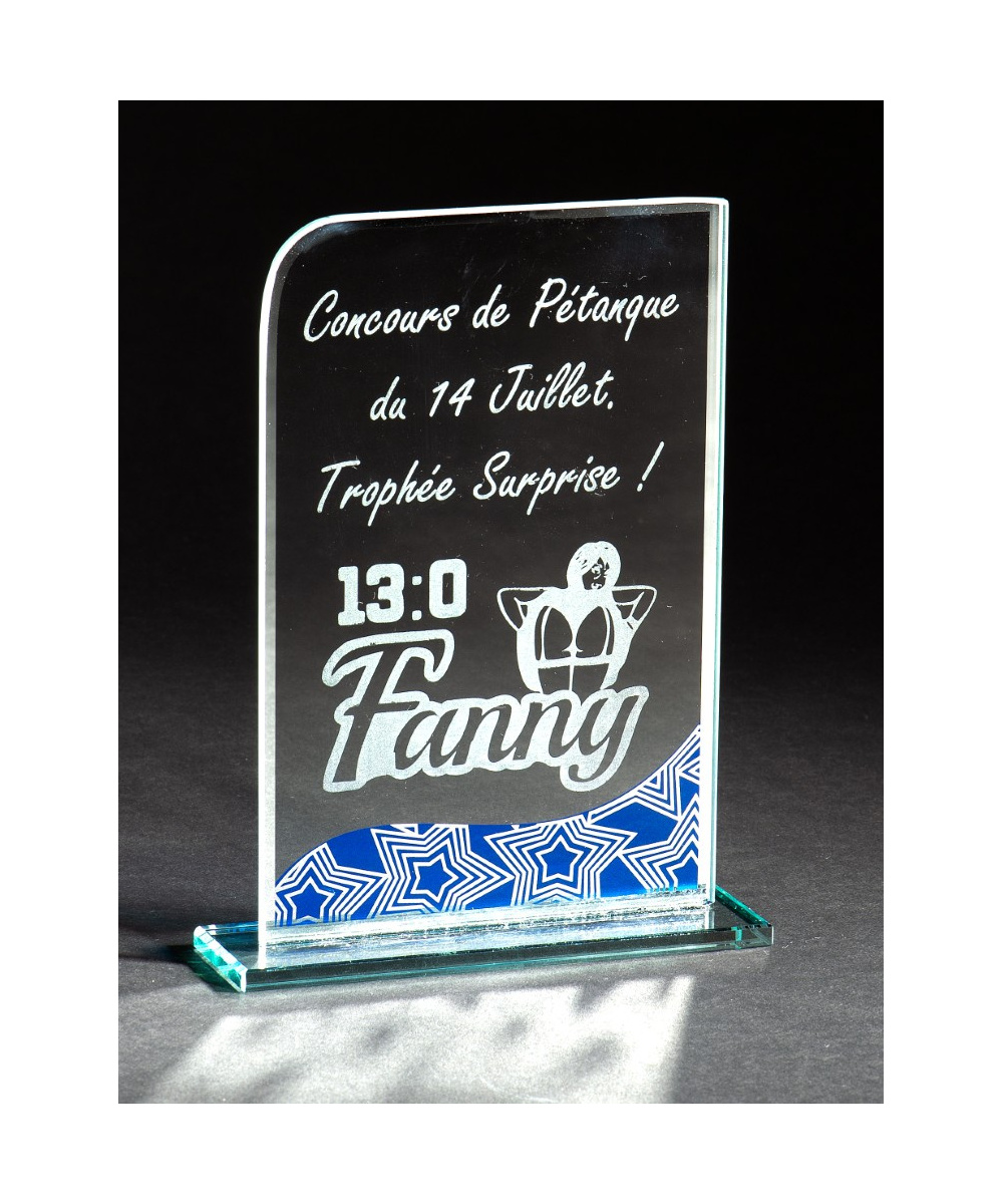 TROPHEE EN VERRE - EXISTE EN 3 TAILLES - GRAVURE LASER COMPRISE - Promo Trophée