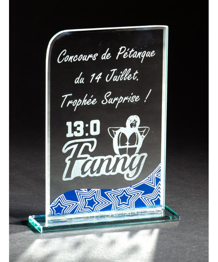 TROPHEE EN VERRE - EXISTE EN 3 TAILLES - GRAVURE LASER COMPRISE - Promo Trophée