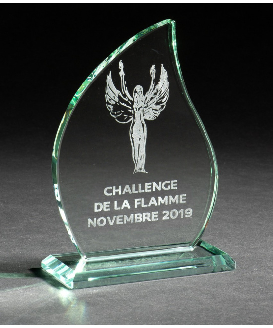 Trophée Flamme en Verre (2 Tailles) – Gravure Laser Incluse | Trophées Personnalisés