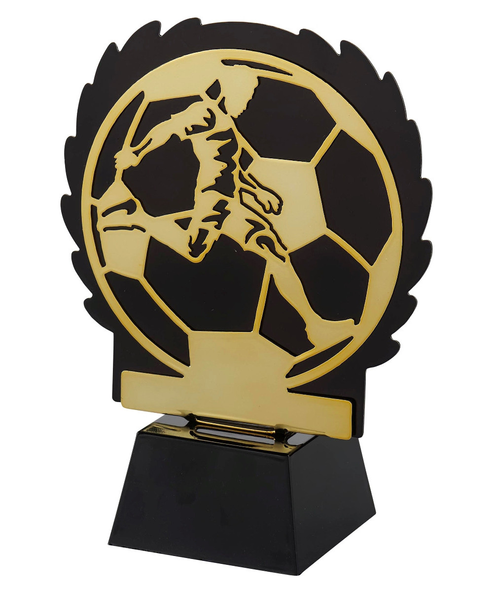 Trophée Football or et noir en métal - 19,5cm - Promo Trophée