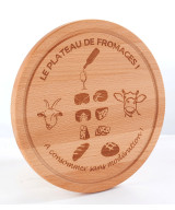 Planche à découper en bois de hêtre, personnalisable - Ø 25 cm x 1,5 cm - Promo Trophée