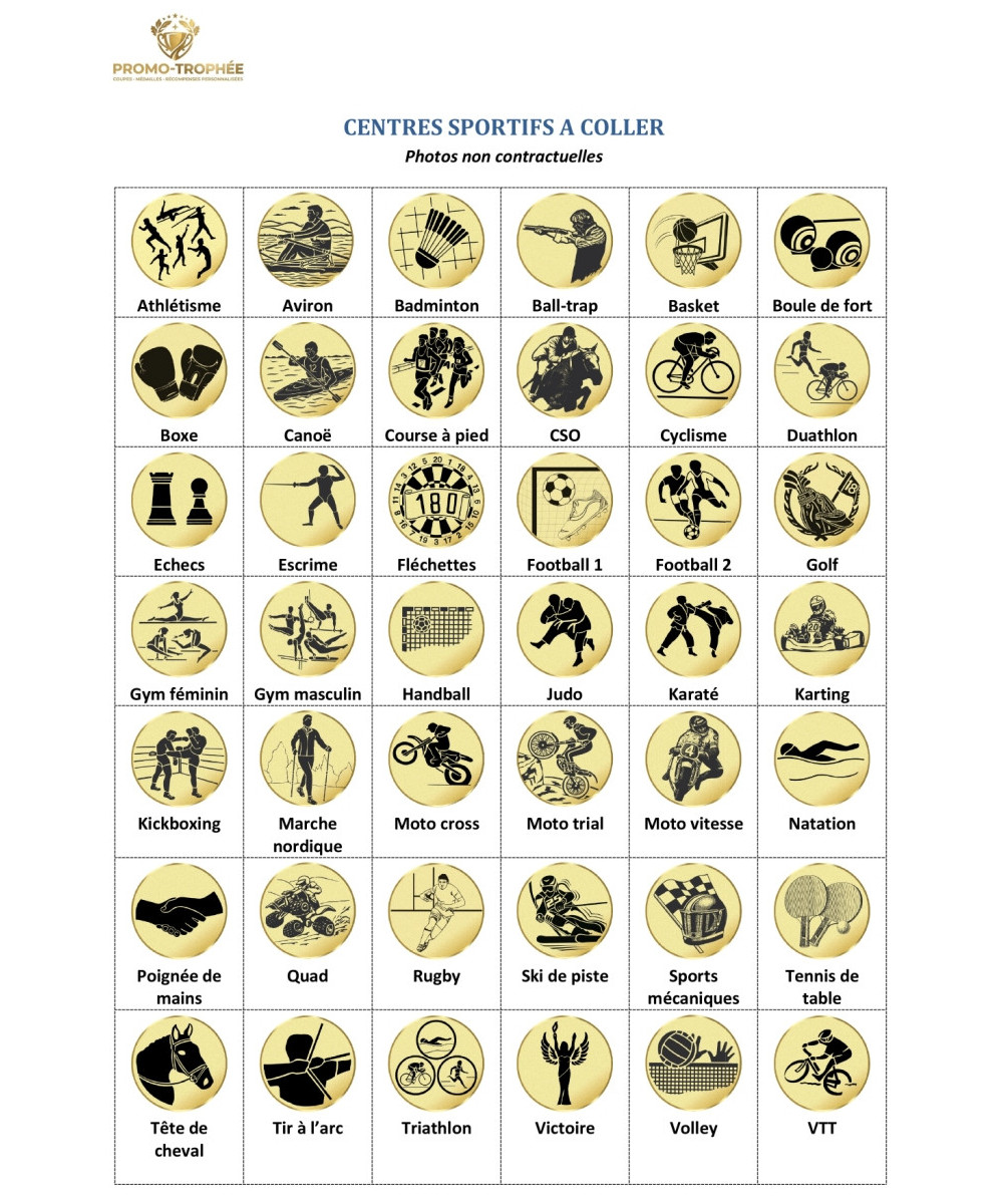 Centres sport à coller - Promo Trophée