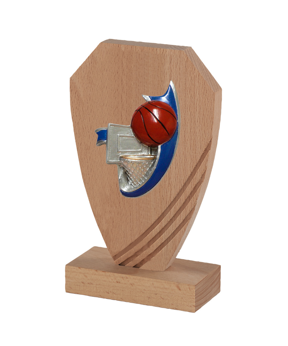 TROPHEE EN BOIS DE CHENE AVEC SUJET RESINE BASKET - 20 CM - REF B22B-03 - PROMO TROPHEE