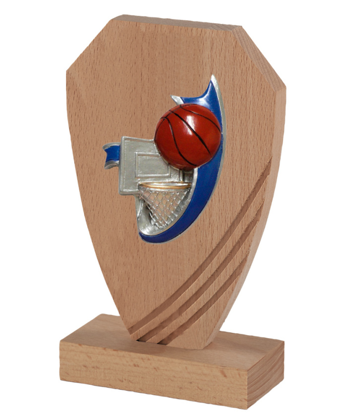 TROPHEE EN BOIS DE CHENE AVEC SUJET RESINE BASKET - 20 CM - REF B22B-03 - PROMO TROPHEE