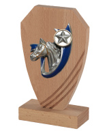 TROPHEE EN BOIS DE CHENE AVEC SUJET RESINE CHEVAL - 20 CM - REF B22B-04 - PROMO TROPHEE