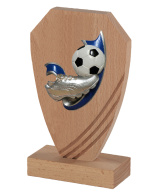TROPHEE EN BOIS DE CHENE AVEC SUJET RESINE FOOTBALL - 20 CM - REF B22B-07 - PROMO TROPHEE