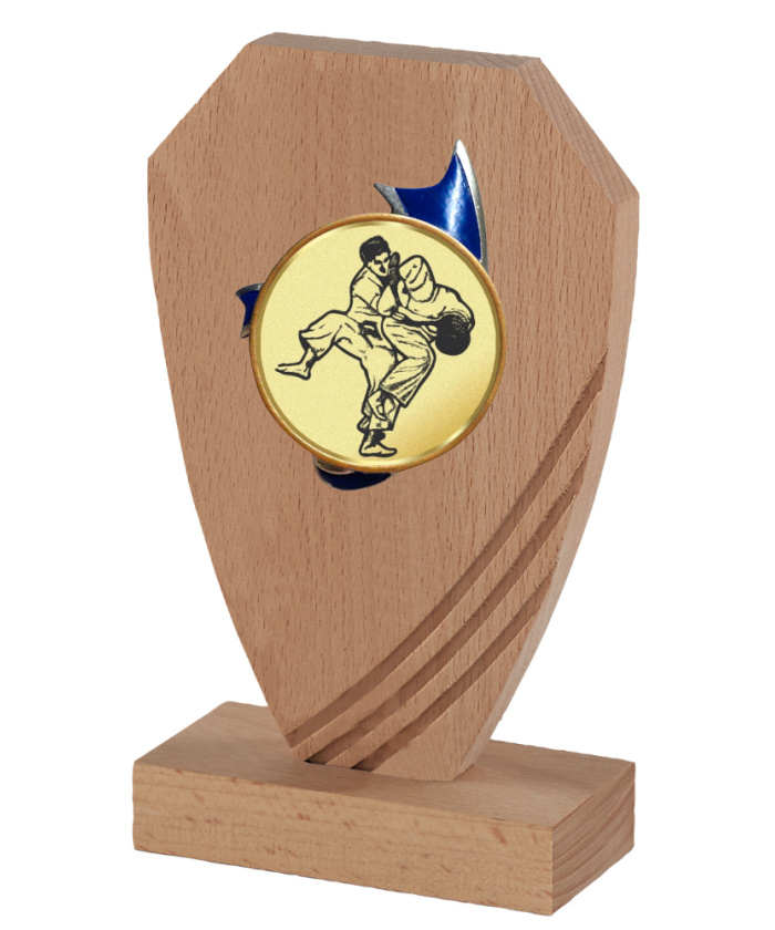 TROPHEE EN BOIS DE CHENE AVEC SUJET RESINE MULTISPORTS (CENTRE Ø 50 MM AU CHOIX) - 20 CM - REF B22B-10 - PROMO TROPHEE