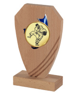 TROPHEE EN BOIS DE CHENE AVEC SUJET RESINE MULTISPORTS (CENTRE Ø 50 MM AU CHOIX) - 20 CM - REF B22B-10 - PROMO TROPHEE
