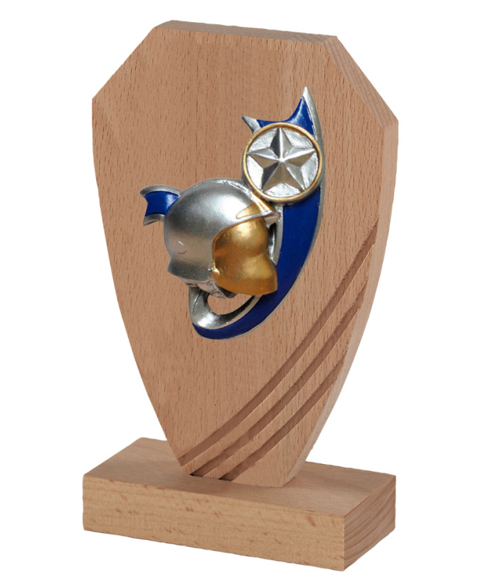 TROPHEE EN BOIS DE CHENE AVEC SUJET RESINE POMPIER - 20 CM - REF B22B-13 - PROMO TROPHEE