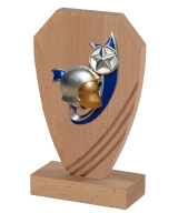 TROPHEE EN BOIS DE CHENE AVEC SUJET RESINE POMPIER - 20 CM - REF B22B-13 - PROMO TROPHEE